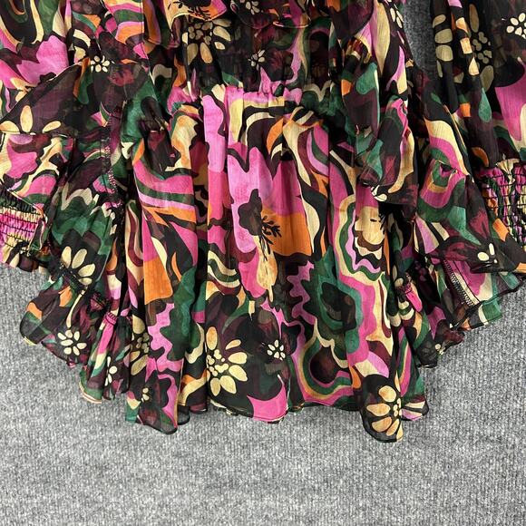 Misa Los Angeles Dress XS Gianna Floral Mini Groove Retro Multicolor Artsy Boho - Picture 14 of 16